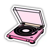 Pink Record Player Aesthetic Sticker