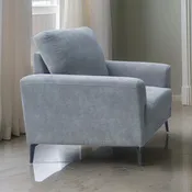 37 Inch Modern Accent Sofa Armchair Gray Chenille Upholstered with Metal Legs