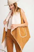 Corduroy Suede-Like Sleeveless Vest Camel