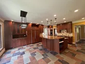 Cherry Wood Shaker Complete Kitchen Essany Custom Cabinets Thermador Sub Zero Stainless Steel Appliances — Little Green Kitchens