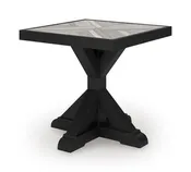 22-Inch Square Porcelain-Top Outdoor Side Table with Black X-Leg Base