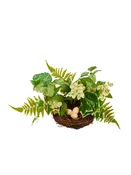 14" White Floral Berry Nest