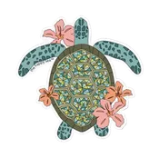 4" Hibiscus Turtle Sticker