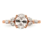 14k Rose Gold Oval CZ Marquis Diamonds Wedding Ring