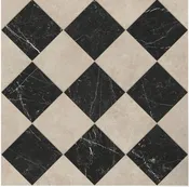12x12 Checkerboard Pattern Ivory Polished Marble and Nero Marquina Polished Marble