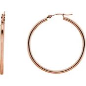 14K Rose Gold 34mm Hoop Earrings | 2mm Thick Tube Hoops