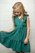 Kids Dark Teal Ruffle Dress