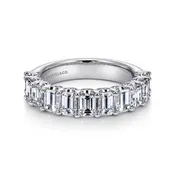 11 Stone Prong Set Emerald Cut and Round Diamond Wedding Band
