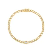 14KT GOLD DIAMOND BEZEL CURB BRACELET