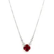 14K White Gold Ruby Necklace