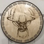 10 Point Trophy Buck Cribbage Board | 3-Track, 120-Point Round Game with Pegs & Cards