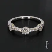 14k White Gold &amp; Diamond Floral Engagement Ring – Size 6.5