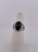 10k White Gold Synthetic Lab Created Sapphire Ring/ Size 5.25/ 6.2g
