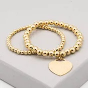 14k Gold Filled Beaded Lux Heart Bracelet Set