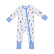 Angel Dear Bestie Dogs Blue Bamboo Polo Romper