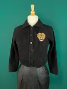 MM Panther Cropped Collared Sweater in Black
