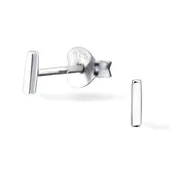 6mm T Bar Line Silver Stud Earrings