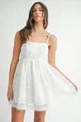 Carrie Eyelet Lace Babydoll Mini Cami Dress