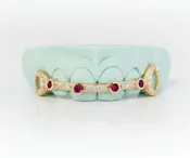 6 Top Teeth Iced Out Ruby Bar Grillz DQ1033