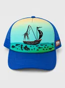 YEMA CAPTAIN GIRAFFE TRUCKER HAT IN KIBERA BLUE