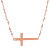 14K Rose Gold Sideways Cross Necklace