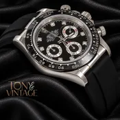 Chronograph 40 Silver Case Ceramic Bezel Black Dial &amp;amp; Black Rubber Strap