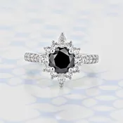 1.20 ct Round Shape Black Diamond Halo White Gold Engagement Ring (2006448)