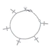 14K DIAMOND MULTI CROSS BRACELET 6" OR 7"