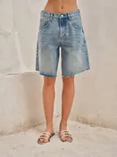 AJP6062 WIDE LEG RETRO BERMUDA DENIM SHORTS