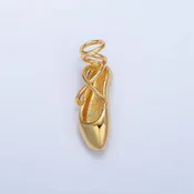 24K Gold Filled 8mm Dancing Pointe Ballet Shoes Multidimensional Charm in Gold & Silver | X615: Gold