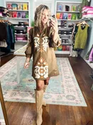Always Direct Baroque Floral Dress - Brown/Rust