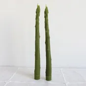 Asparagus Beeswax Taper Pair