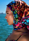 Abeni Women's African Print Scarf (Fuchsia Kaleidoscope)