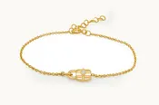Bracelet 14kt Gold Chain Padlock & Diamond
