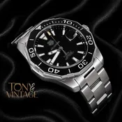All Silver Automatic Watch with Black Dial and Bezel
