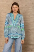 Azra Blouse Turquoise by Hale Bob