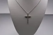 14KT White Gold Diamond Cross Necklace