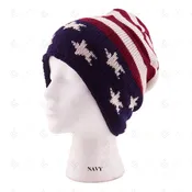 AMERICAN FLAG PATTERN BEANIE - 12 pc pack