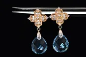 14 Karat Mother of Pearl and Topaz Dangles