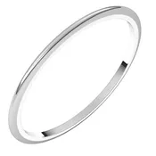 10K White Gold 1 mm Half Round Band Size 9