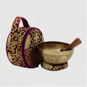8 Inch Hand Carved Tibetan Singing Bowl, Buddhist Symbols and Mantra