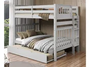 Bedz King Full Over Full End Ladder Bunk Bed with Twin Trundle in Gray