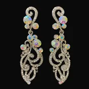AB Crystal Pave Swirl Dangle Silver Earrings