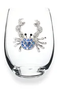 Blue Crab Jeweled Stemless Wine Glass