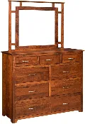 American-Made Boston 9-Drawer Dresser with Mirror