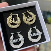 Personalized Mini Hoop 22mm Nameplate Earrings