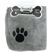 Bone Dry Embroidered Gray Microfiber Pet Robe with Adjustable Closure