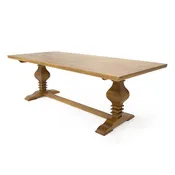 Tower Solid Pine Wood 79" Pedestal Dining Table Oak Colored