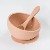 Babeehive Goods - Silicone Suction Bowl and Spoon Set: Apricot