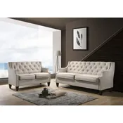 9103 2PC Tufted Linen Sofa and Loveseat
